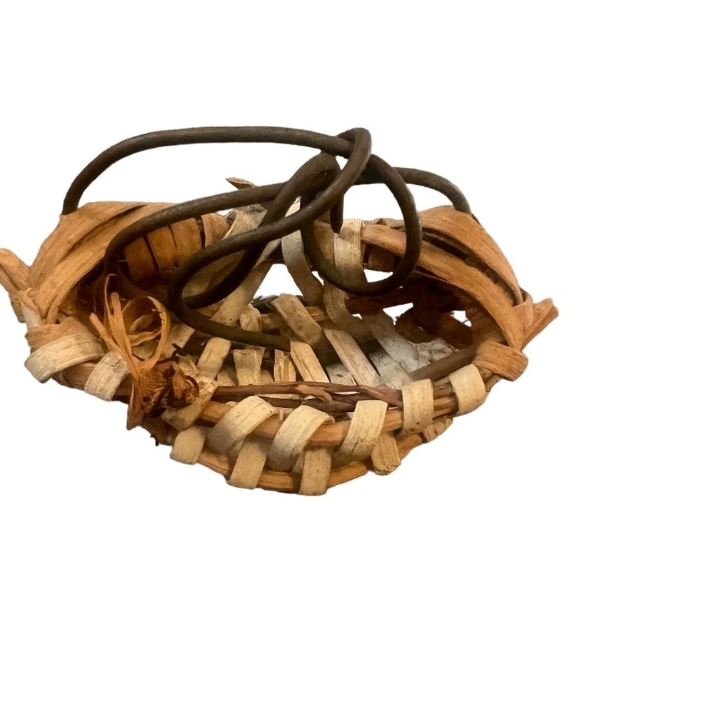 Set of 2 Early Antique Primitive Miniature Split‎ Oak Buttocks Basket 2"